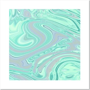 preppy chic spring summer pastel  green mint swirls Posters and Art